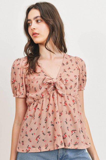 Daisy Ayla Front Tie Waffle Blouse