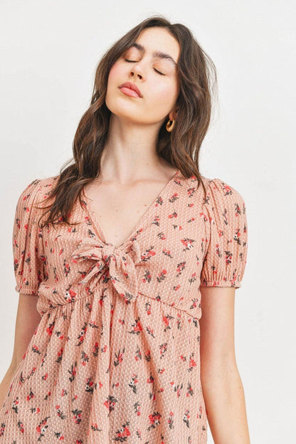 Daisy Ayla Front Tie Waffle Blouse