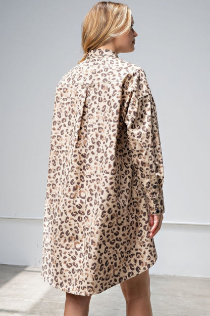 Wesley Rose Leopard Print Shirt Dress