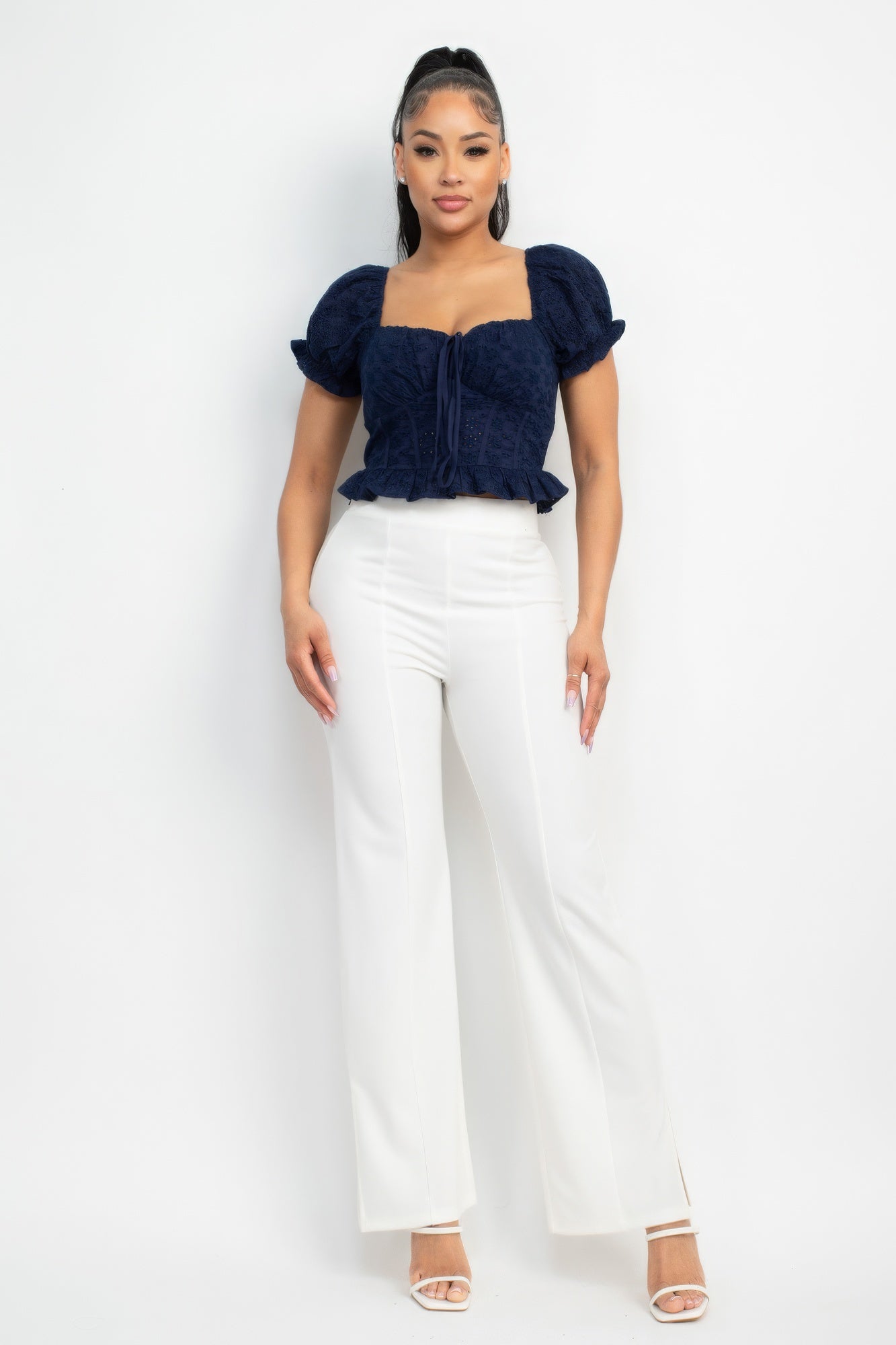 Lainey Jo Eyelet Cropped Blouse