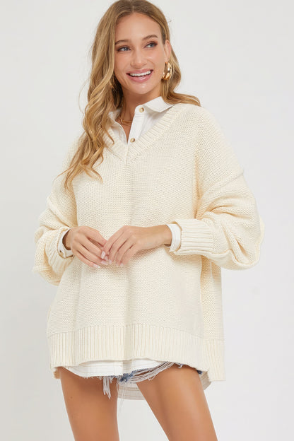 Brooke Oversized Sweater, Vanilla Cream