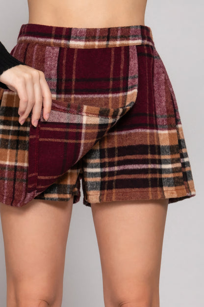 Nova Wrap Plaid Skirt, Burgundy