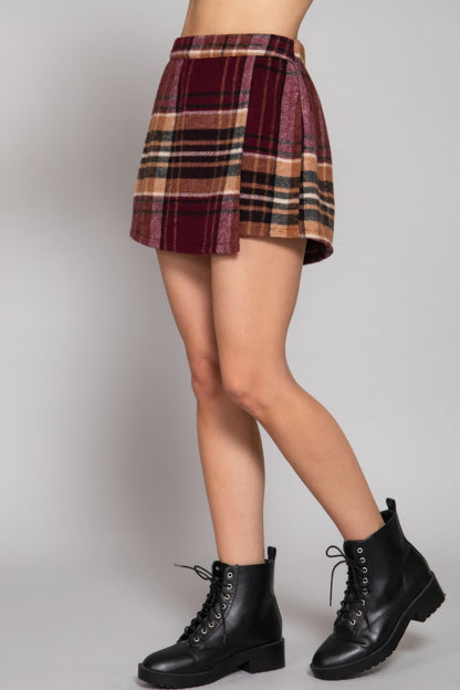 Nova Wrap Plaid Skirt, Burgundy