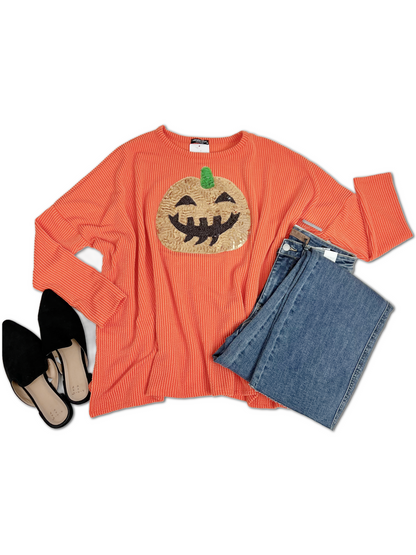 Sequin Jack O’ Lantern Long Sleeve Shirt