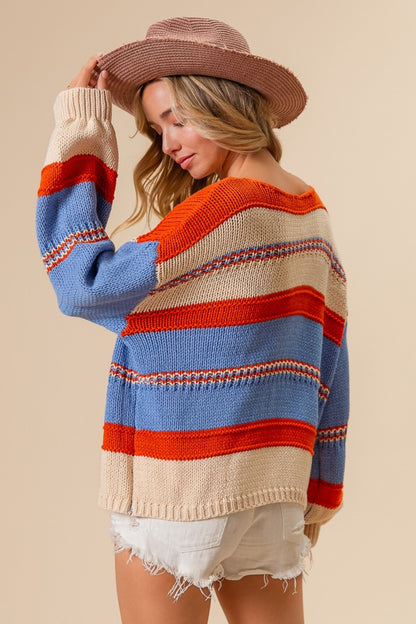 Charlie Stripe Scoop Neck Sweater