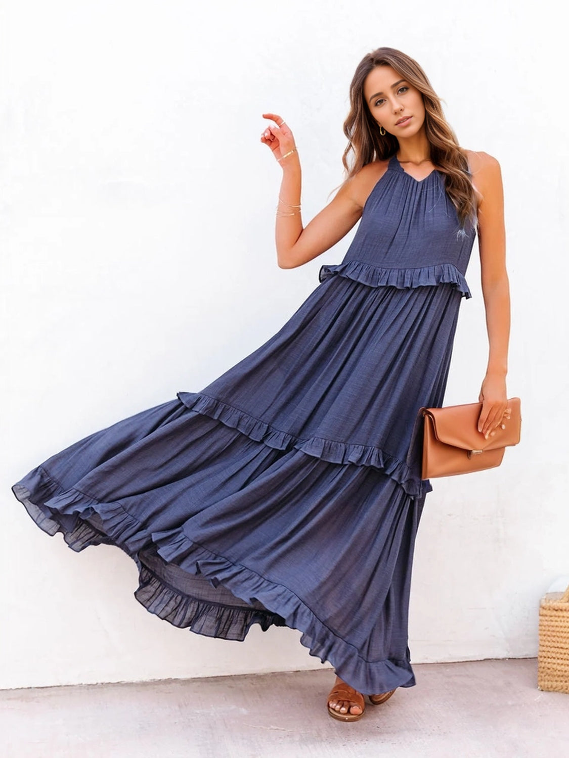 Millie Ruffled Tiered Maxi Dress with Pockets