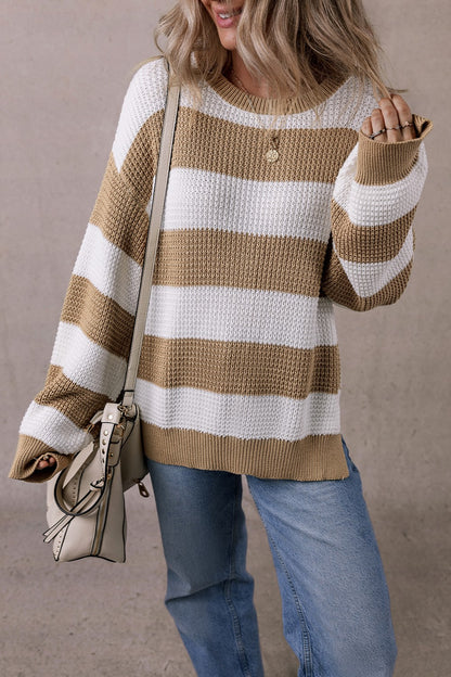 Evie Lou Loose Knit Striped Sweater