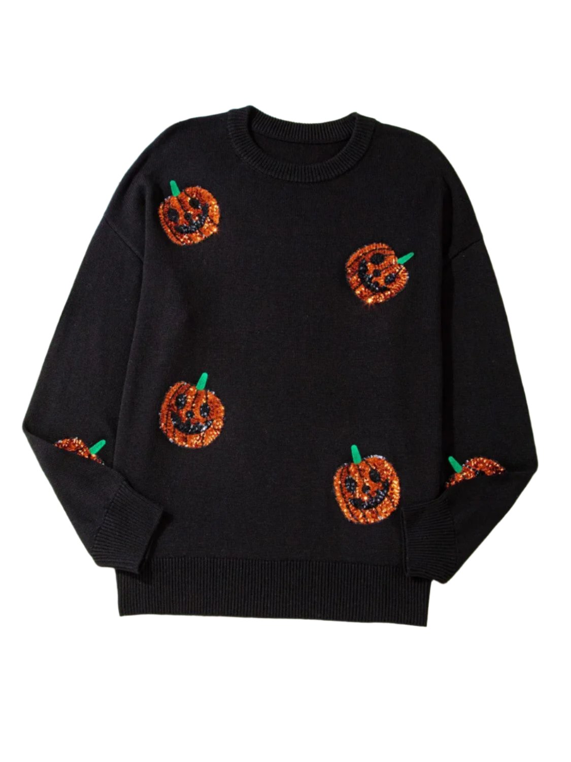 Sequin Pumpkins Sweater, Plus Size