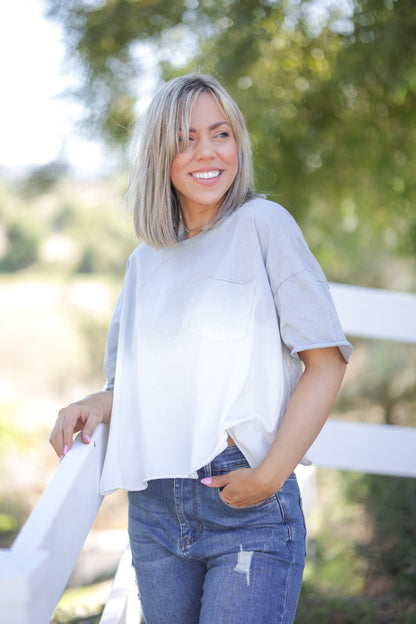 Molly Crop Tee, Silver