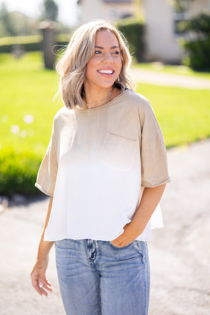 Molly Crop Tee, Taupe