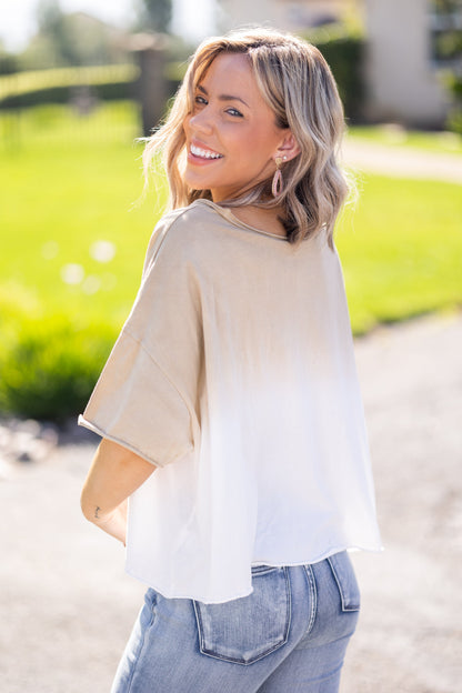 Molly Crop Tee, Taupe