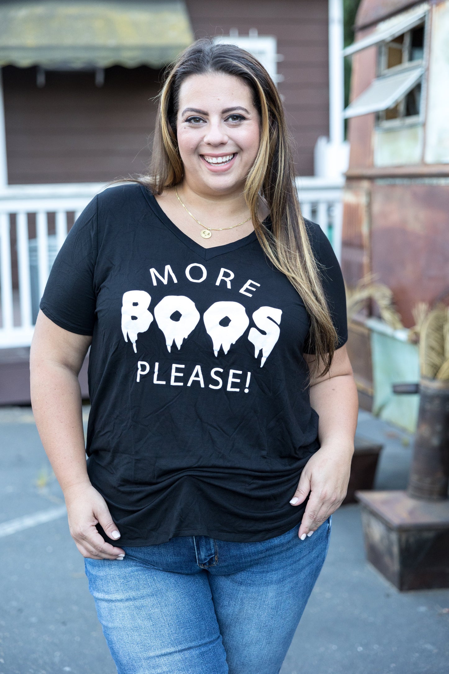 More Boos Please Graphic V-Neck Tee