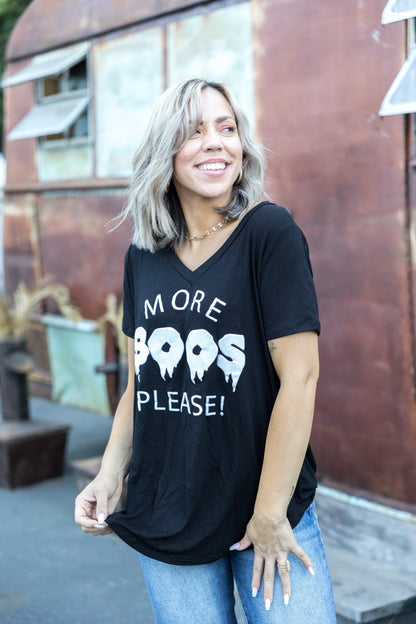 More Boos Please Graphic V-Neck Tee