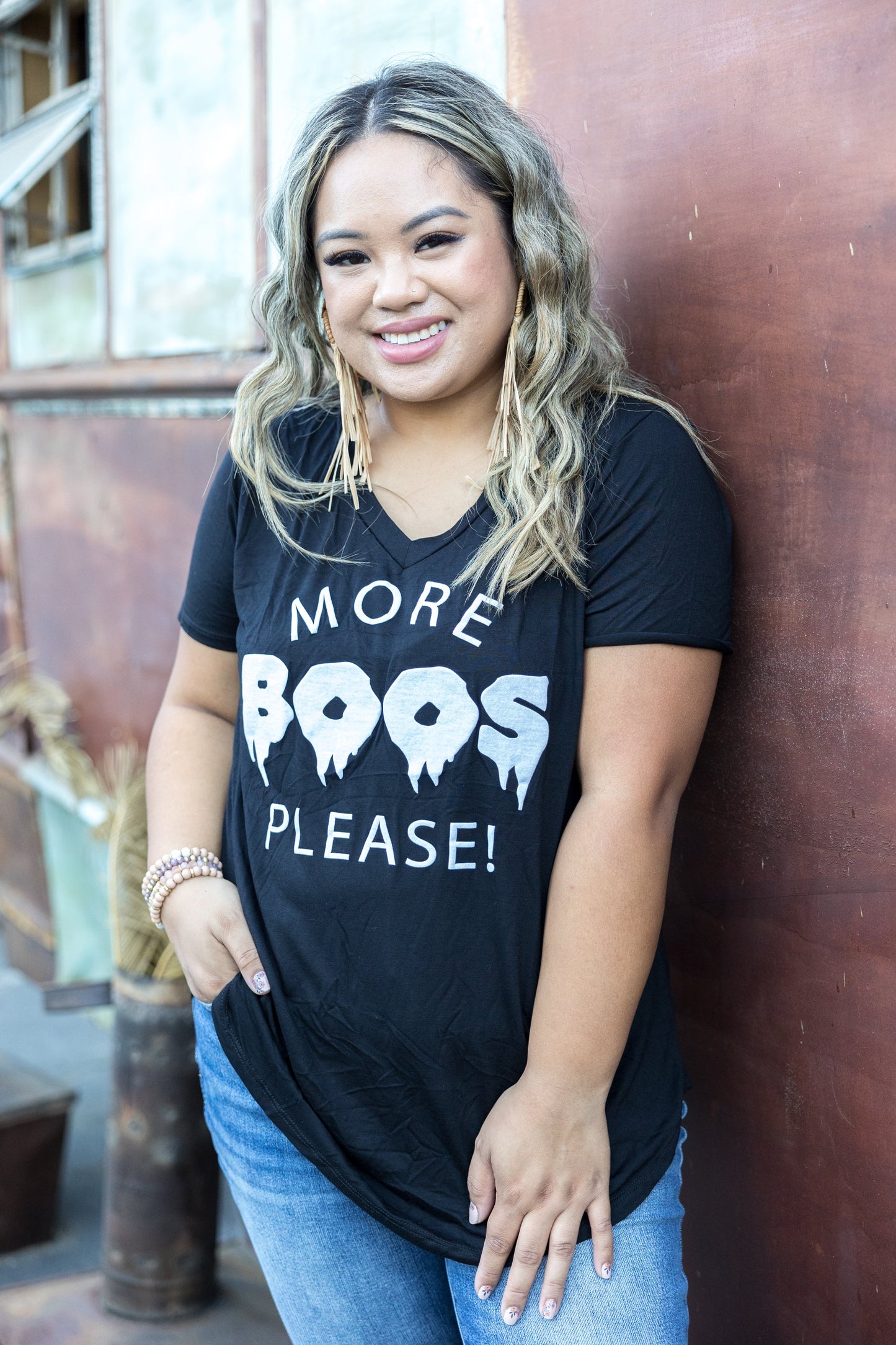 More Boos Please Graphic V-Neck Tee