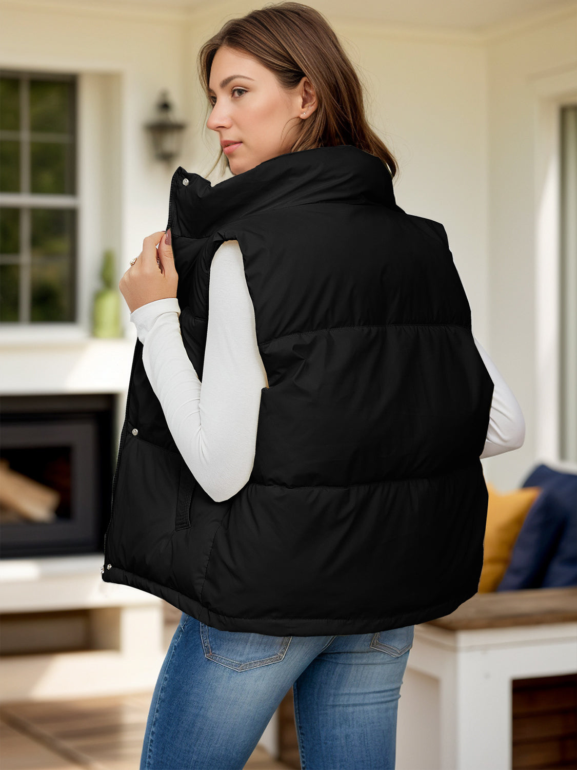 Marlette Pocketed Zip Up Puffer Vest