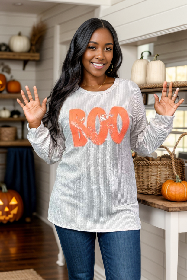 Sequin Boo Long Sleeve Shirt