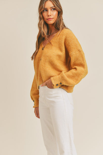 Haddie Button Down Sweater Cardigan, Mustard