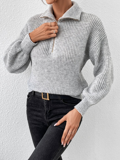 Sutton Half Zip Dropped Shoulder Sweater