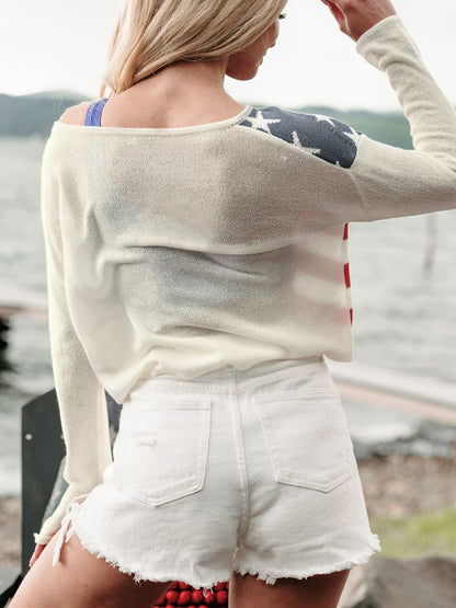 USA Boat Neck Knit Top