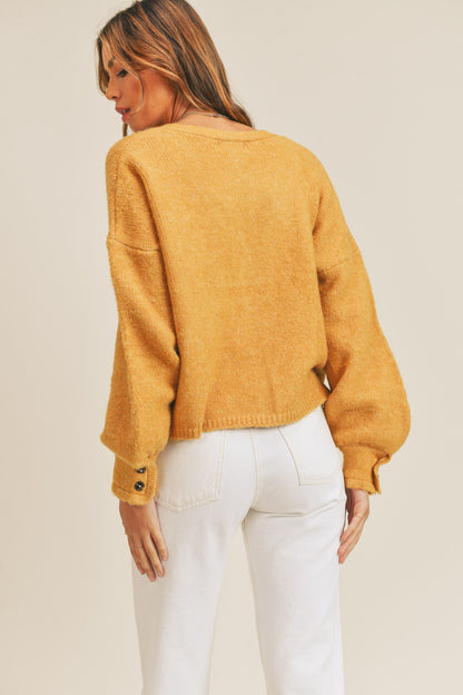 Haddie Button Down Sweater Cardigan, Mustard