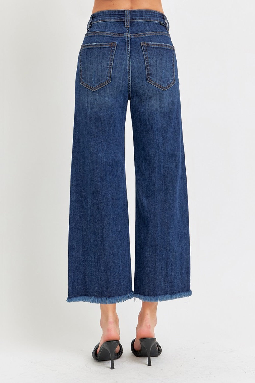 Raw Hem Cropped Wide Leg Jeans