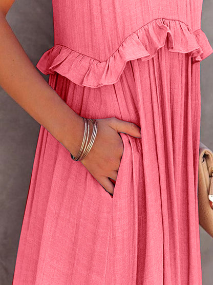 Millie Ruffled Tiered Maxi Dress with Pockets