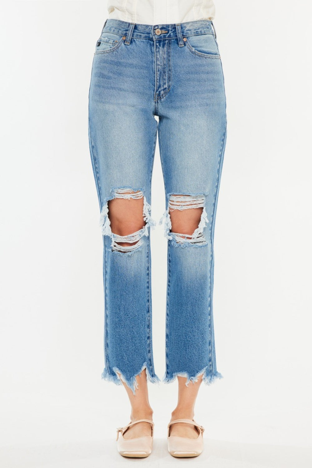 Frayed Hem Cropped Jeans