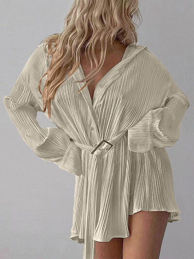 Button Up Dropped Shoulder Shirt Dress